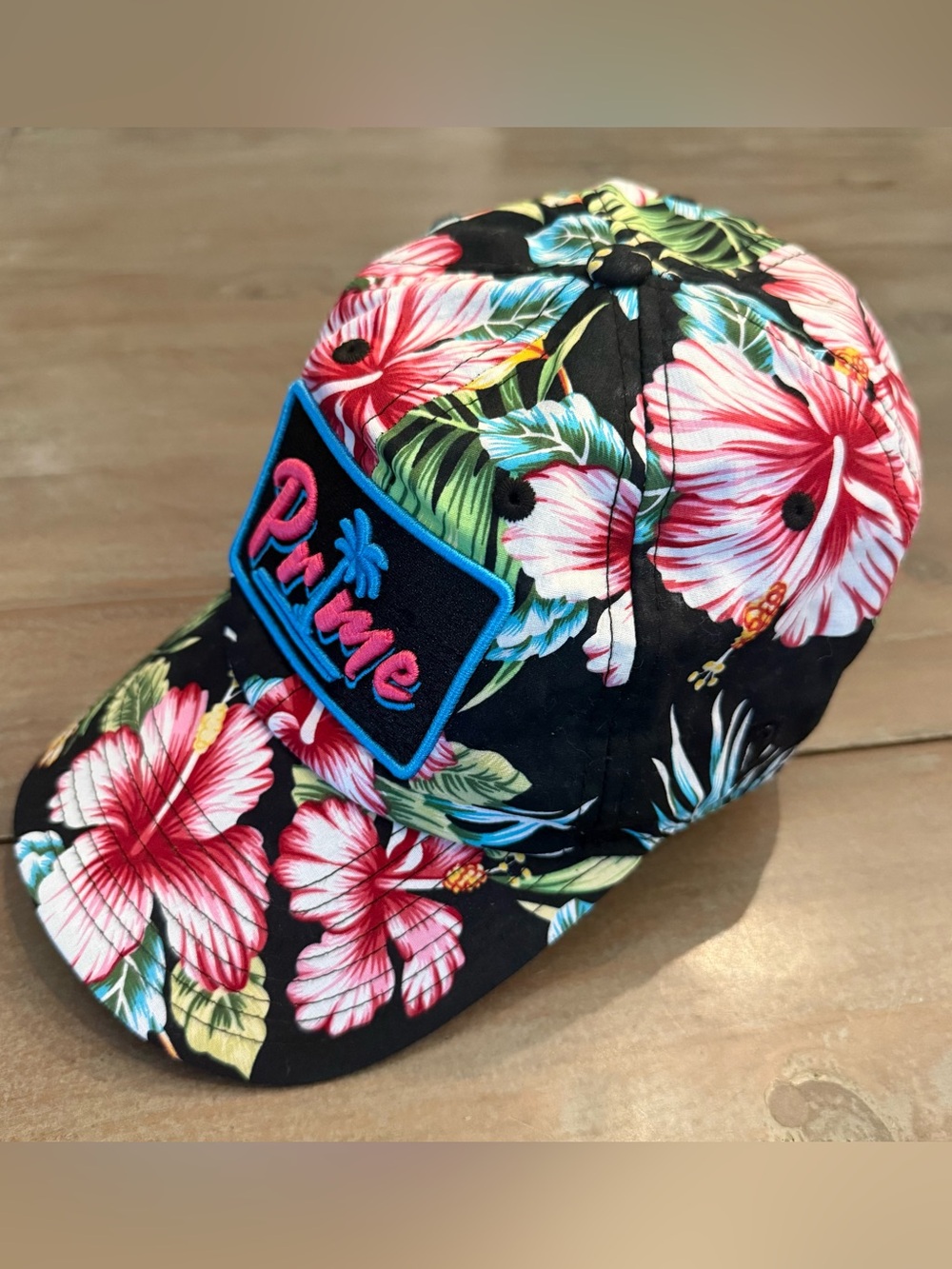 Prime Domeheadwear Baseball Cap Hawaiian Floral Pattern with Logo Patch Preowned